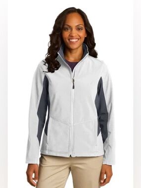 Port Authority Ladies Core Colorblock Soft Shell Jacket L318 White/Grey Size XL